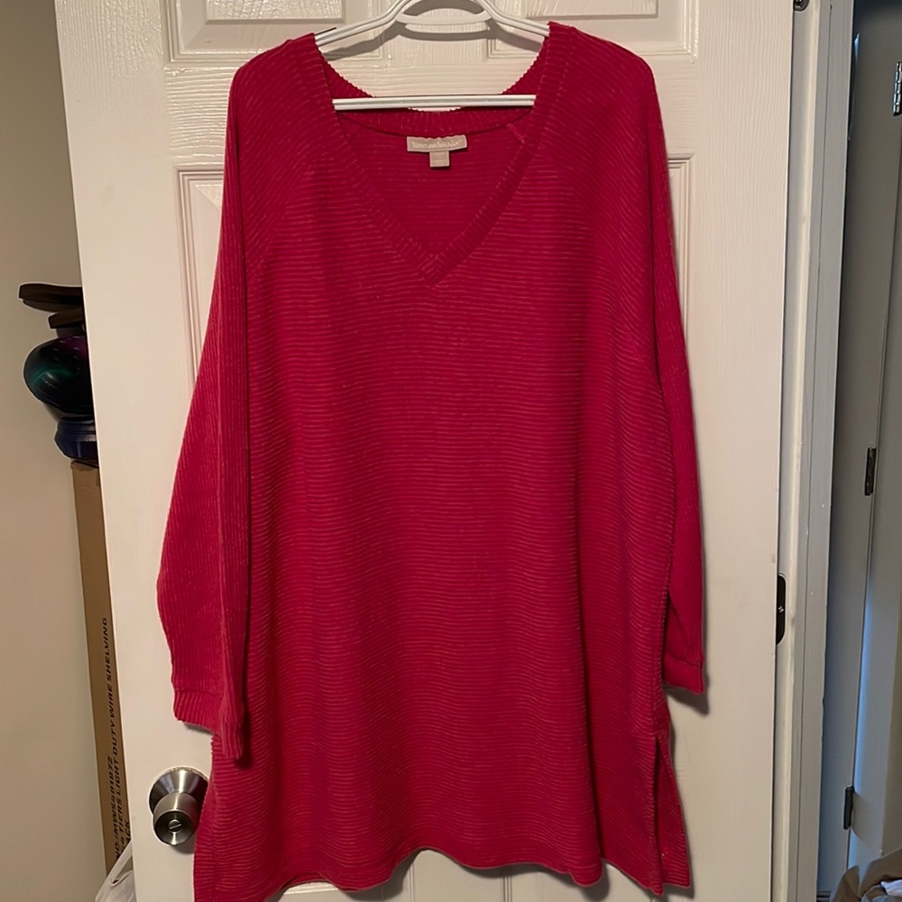 Ribbed V-Neck Sweater Tunic - 3X (30/32)